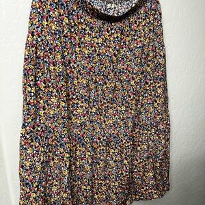 Old Navy Orange and Blue Pleated Midi Skirt